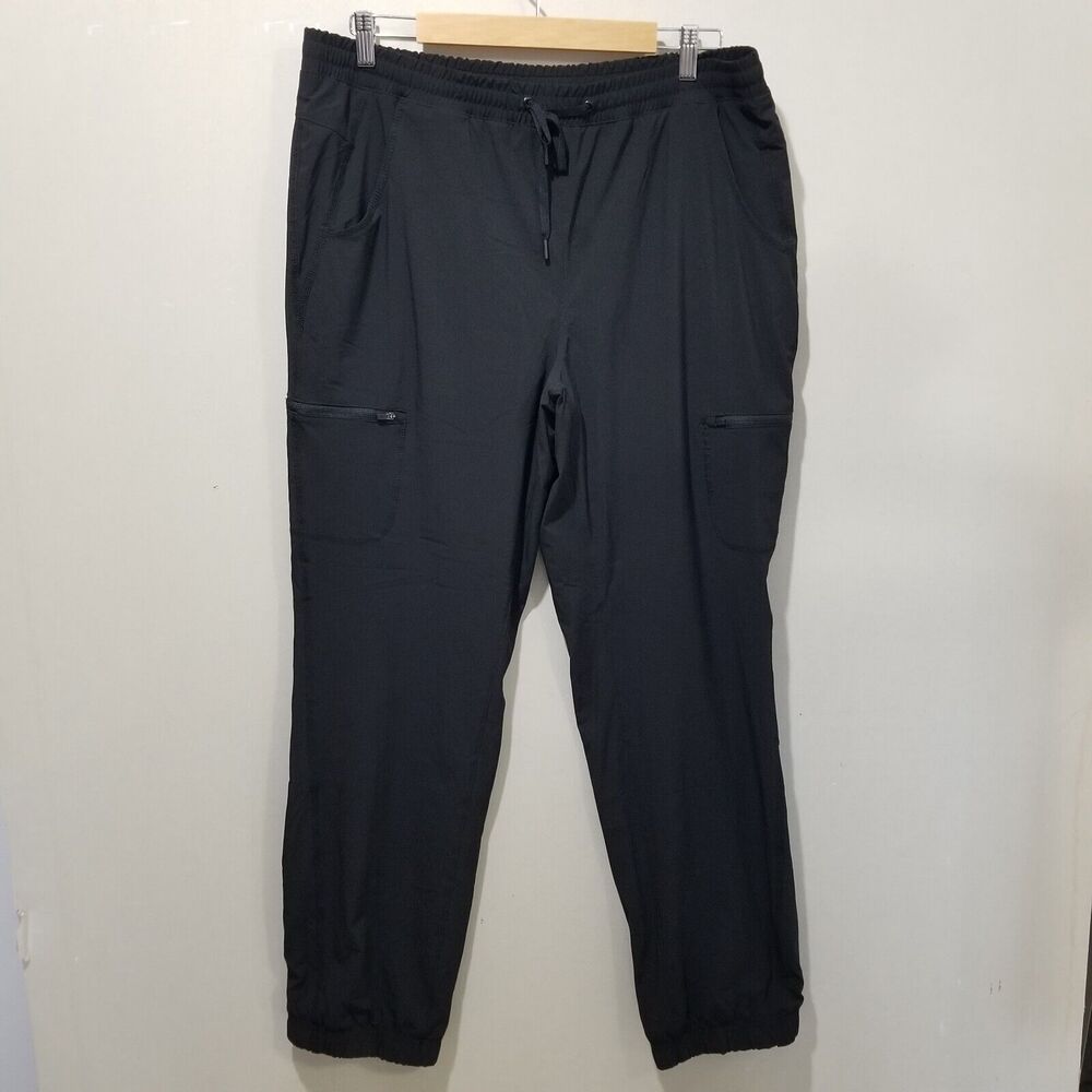 Eddie Bauer Polar Fleece Lined Pants Womens 14 XL Flexion Black Zippered Pockets - Picture 2 of 16